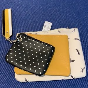 3 Wristlets from Maurices, white, gold, black, trendy, purse, pouches makeup bag